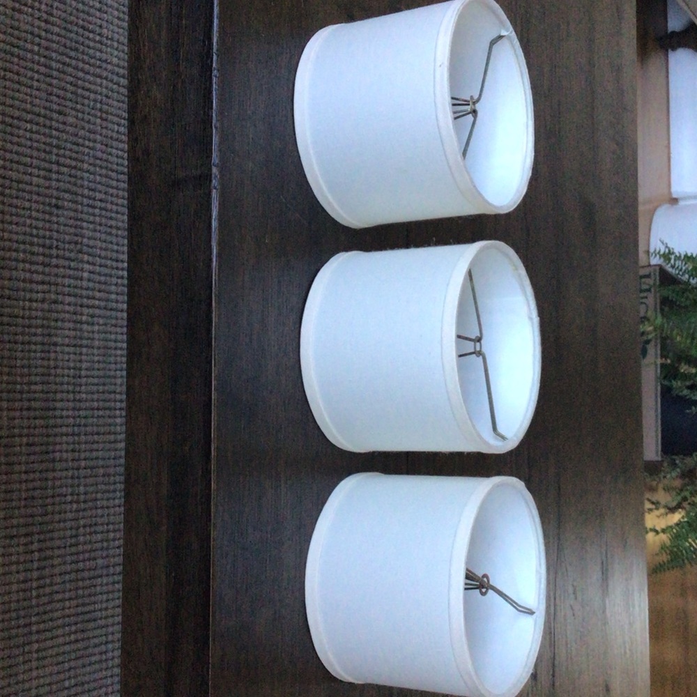 Set of 3 linen drum  ivory chandelier shades